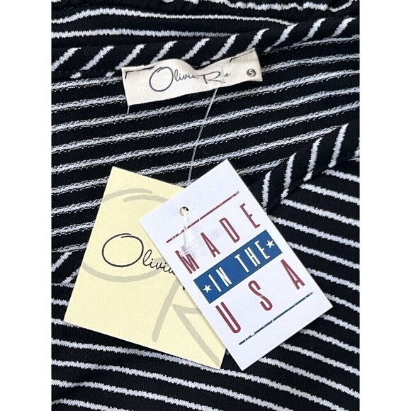 Olivia Rae Round Neck Short Sleeve Stripped Layered Top Stretch Size Small USA - Picture 5 of 7